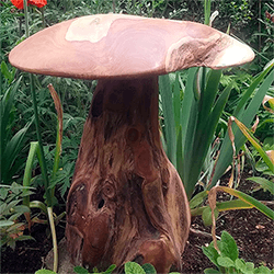 Hand-Carved All-Natural Wooden Mushroom Garden Accent