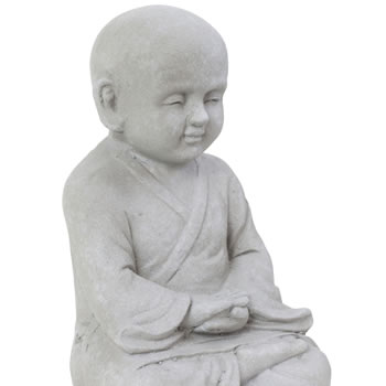 25cm Stone Look Fibreclay Meditating Shaolin Monk Buddha Garden Statue ...