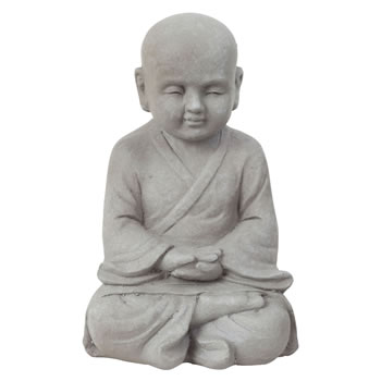 25cm Stone Look Fibreclay Meditating Shaolin Monk Buddha Garden Statue ...