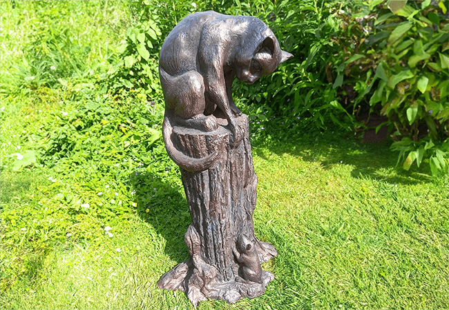 Image of Cat and Mouse Large Sculpture with Antique Bronze Hand Finish