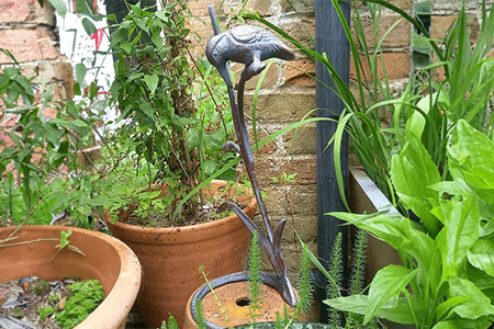 Image of Kingfisher on Bulrushes Cast Iron Garden Sculpture