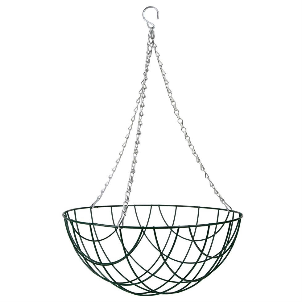 1 x Traditional 14-inch Green Metal Hanging Basket - £8.95 ...