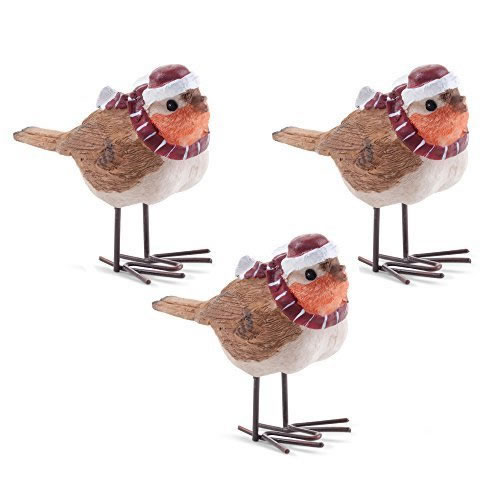 Set of Three Christmas Winter Robin Ornaments in Hats & Scarves - £12. ...