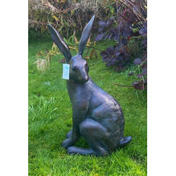 Extra image of Sitting Hare Cast Aluminium Garden Sculpture