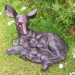 Small Image of Doe and Baby Fawn Garden Sculpture