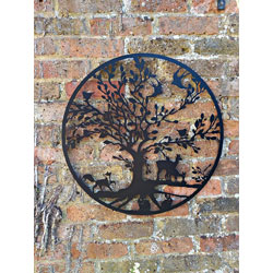 Small Image of Wildlife Garden Screen Featuring Deer, Birds, Rabbits And A Fox - 60cm dia.