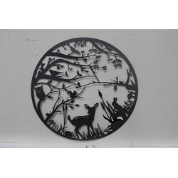 Extra image of Woodlands Wild Animals Black Screen Garden Art Wall Plaque - 60cm dia.