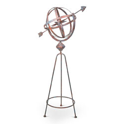 Extra image of Decorative Metal Armillary Sphere Garden Sculpture - Rustic Bronze Finish