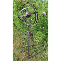 Extra image of Decorative Metal Armillary Sphere Globe Garden Sculpture in a Rustic Bronze Finish