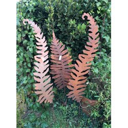 Small Image of Set Of 3 Rustic Giant Fern Wall Art Sculptures