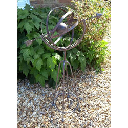 Small Image of Decorative Metal Armillary Sphere Globe Garden Sculpture in a Rustic Bronze Finish