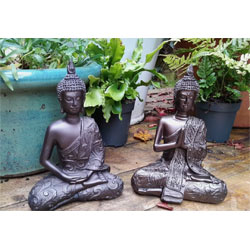 Small Image of 2 Mystic Thai Cold Cast Bronze Buddhas