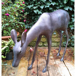 Small Image of Aluminium Grazing Doe Garden Sculpture - Extra Large