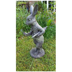 Small Image of White Rabbit Garden Sculpture - Weighted Resin