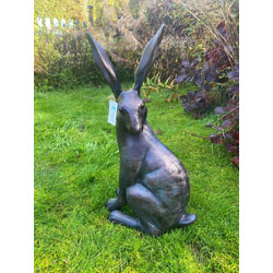 Extra image of Sitting Hare Cast Aluminium Garden Sculpture