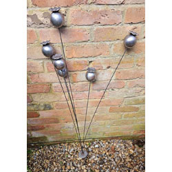 Extra image of Decorative Poppy Heads Border Stake in Sturdy Metal