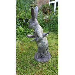 Extra image of White Rabbit Garden Sculpture - Weighted Resin