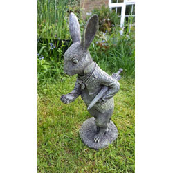 Extra image of White Rabbit Garden Sculpture - Weighted Resin