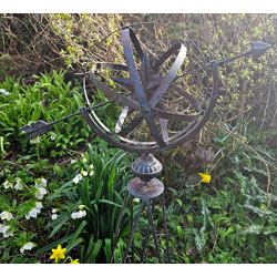 Extra image of Decorative Metal Armillary Sphere Garden Sculpture - Rustic Bronze Finish