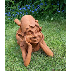 Extra image of Pixie Daydreaming Garden Sculpture - Cold Cast Iron