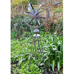 Extra image of Decorative Metal Armillary Sphere Garden Sculpture - Rustic Bronze Finish