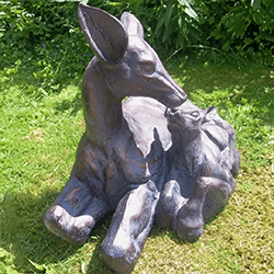 Extra image of Large Doe and Baby Fawn Cast Aluminium Garden Sculpture