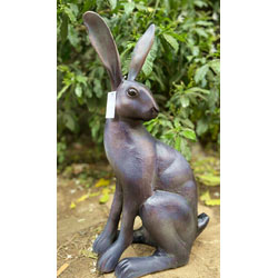 Extra image of Sitting Hare Cast Aluminium Garden Sculpture