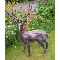 Extra image of Stag and Doe Deer Set Garden Sculptures - Hand Cast in Aluminium