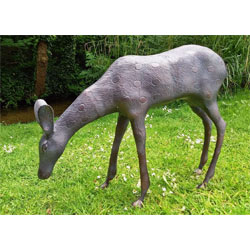 Extra image of Stag and Doe Deer Set Garden Sculptures - Hand Cast in Aluminium