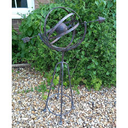 Extra image of Decorative Metal Armillary Sphere Globe Garden Sculpture in a Rustic Bronze Finish