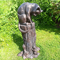 Small Image of Cat and Mouse Large Sculpture with Antique Bronze Hand Finish