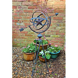 Small Image of Decorative Metal Armillary Sphere Garden Sculpture - Rustic Bronze Finish