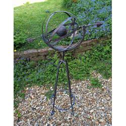 Extra image of Decorative Metal Armillary Sphere Globe Garden Sculpture in a Rustic Bronze Finish