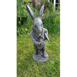 Extra image of White Rabbit Garden Sculpture - Weighted Resin