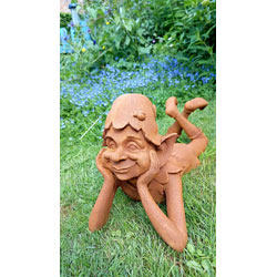 Small Image of Pixie Daydreaming Garden Sculpture - Cold Cast Iron