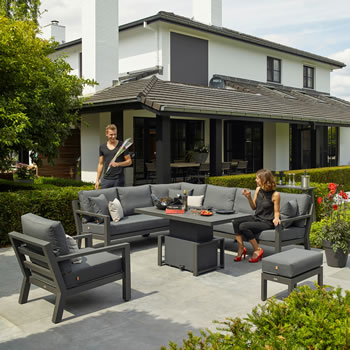 Image of LIFE Timber Aluminium Corner Sofa Set in Lava / Carbon - Complete Set