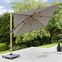 Extra image of Norfolk Leisure Royce Executive 3m x 3m Cantilever Parasol - Soft Grey Canopy/Wood Effect Frame