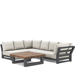 Extra image of LIFE Nevada Mini Corner Sofa Set in Lava / Soltex Beige with Teak Table