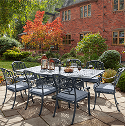 Small Image of Hartman Amalfi 8 Seater Rectangular Dining Set in Antique Grey / Platinum - NO PARASOL