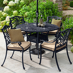 Small Image of Hartman Capri 4 Seat Round Dining Set in Bronze/Amber - NO PARASOL