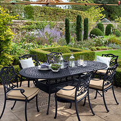 Small Image of Hartman Capri 6 Seat Oval Dining Set in Bronze & Amber: NO PARASOL