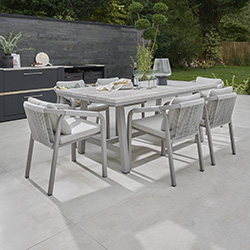 Small Image of Kettler Como 6 Seat Dining Set in Pebble