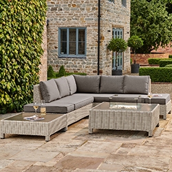 Image of Kettler Palma Signature Low Lounge with Fire Pit Table in White Wash