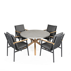 Small Image of Supremo Polperro 4 Seat Round Dining Set in Charcoal