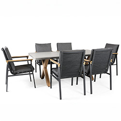 Small Image of Supremo Polperro 6 Seat Rectangular Dining Set in Charcoal