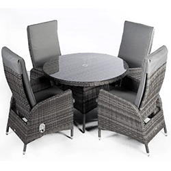 Extra image of Supremo Tivoli Reclining 4 Seat Round Dining Set in Lead Grey