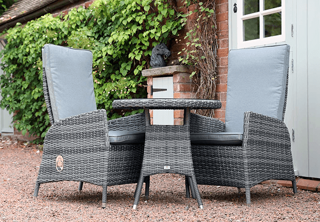 Image of Supremo Tivoli Reclining Bistro Set in Lead Grey