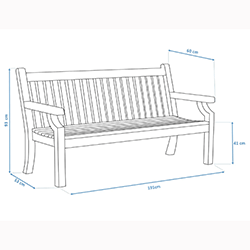 Extra image of Sandwick Winawood  4 Seater Wood Effect Garden Bench - Teak Finish