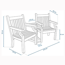 Extra image of Sandwick Winawood 2 Seater Wood Effect Love Seat - Stone Grey